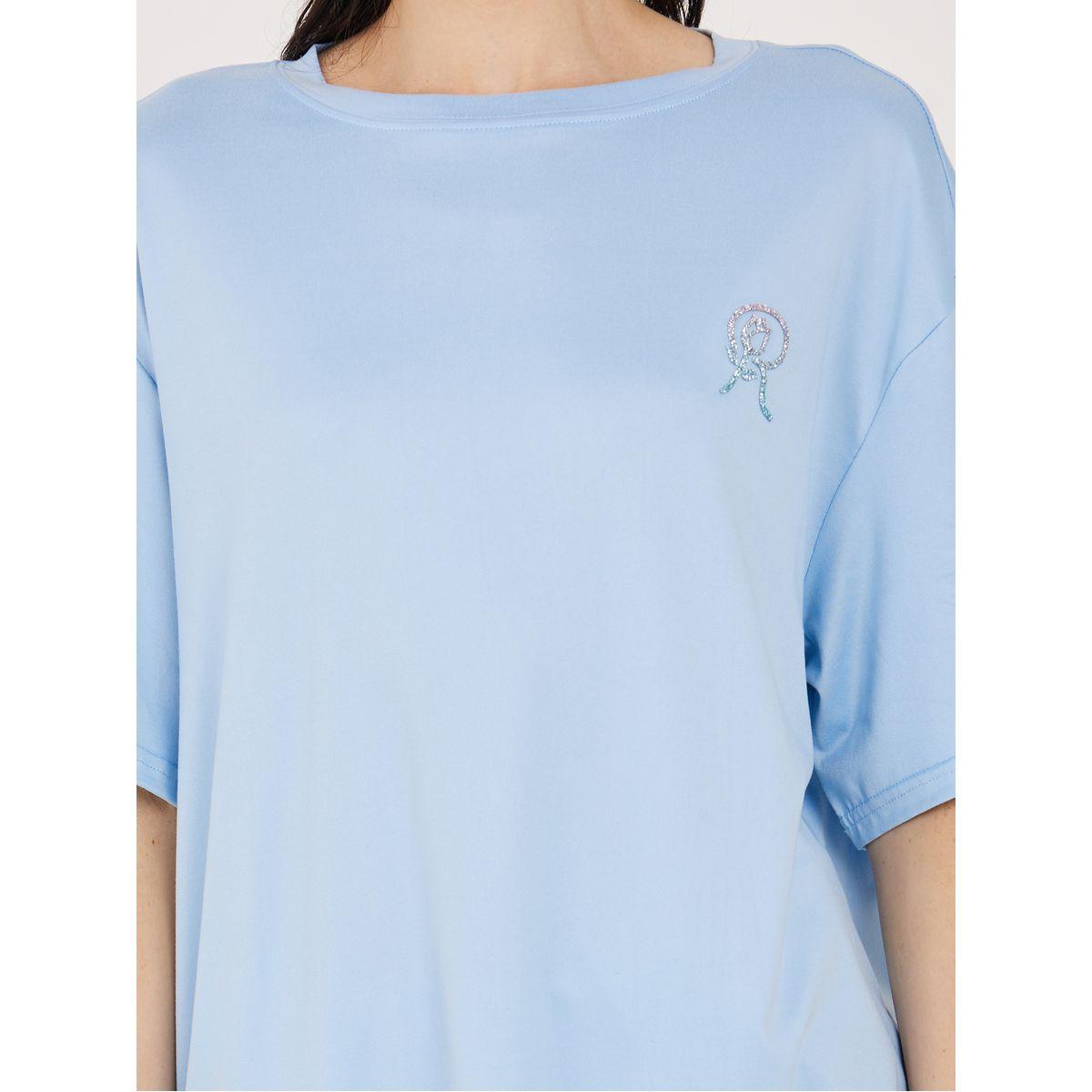 Styli Oversized Glitter Patch Detail Longline T-Shirt-women-clothing-tshirts-image-3