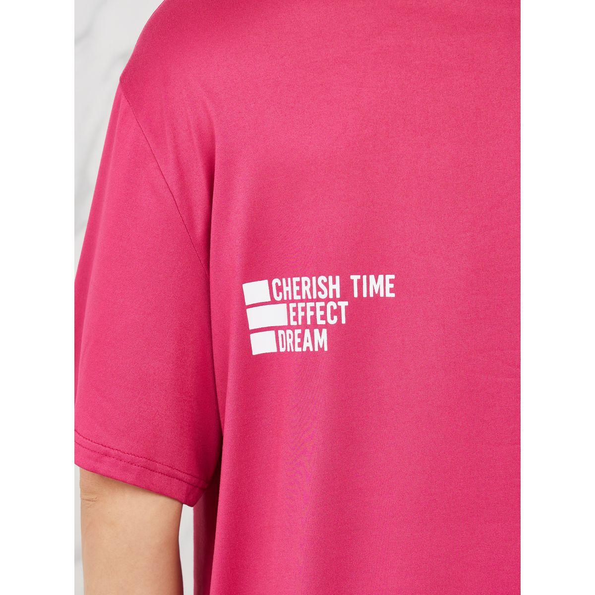 Styli Oversized Cherish Effect Dream Slogan Print Longline T-Shirt-women-clothing-tshirts-image-4