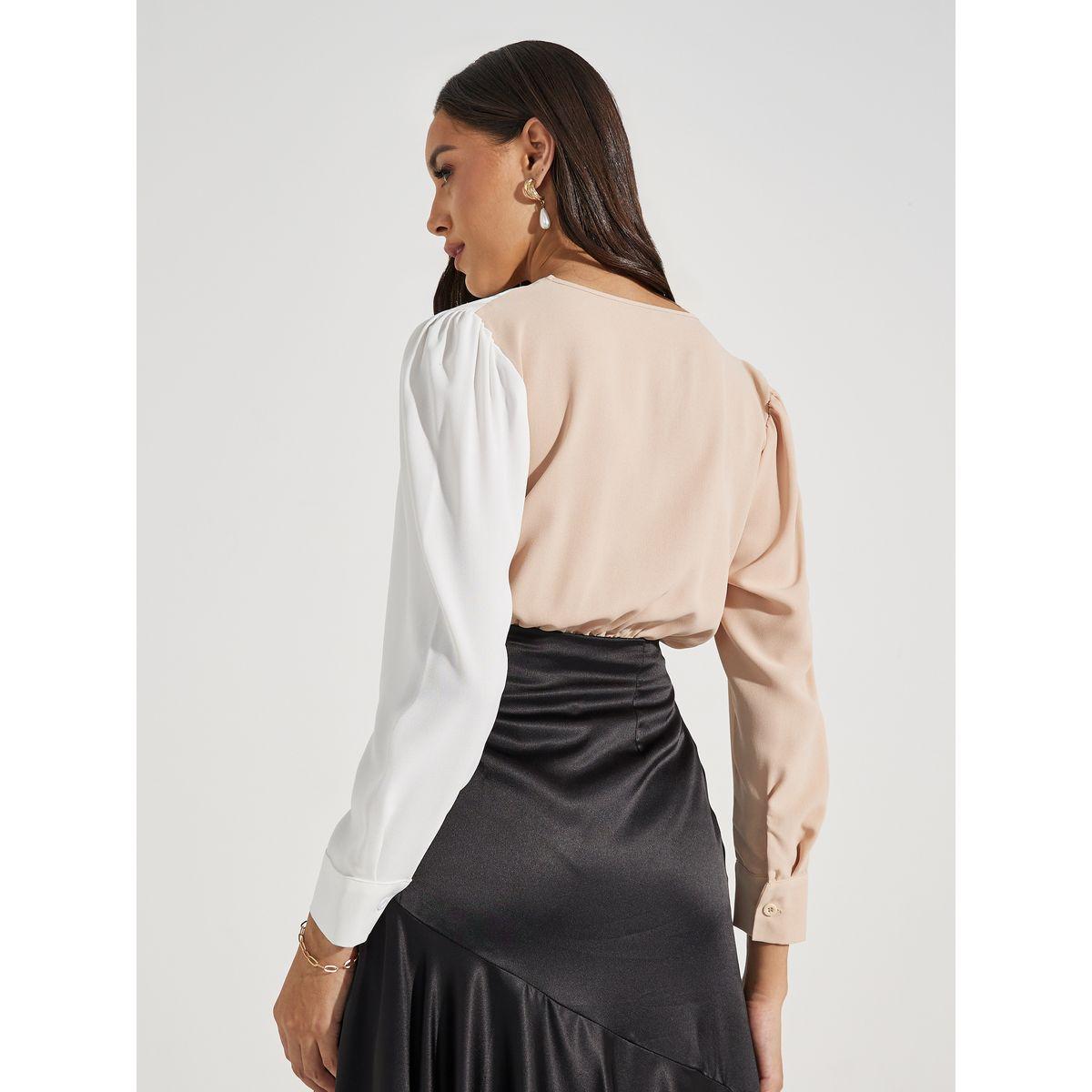 Styli Color Block Wrap Front Bodysuit-women-clothing-shirtsandblouses-blouses-image-5