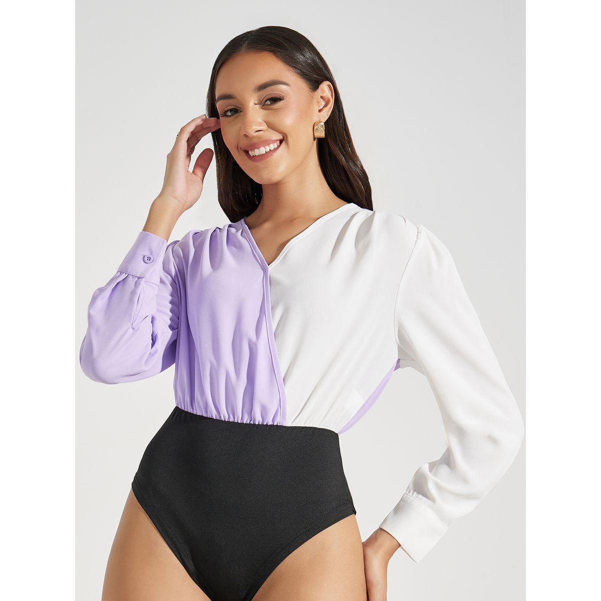 Styli Color Block Wrap Front Bodysuit-women-clothing-shirtsandblouses-blouses-image-1