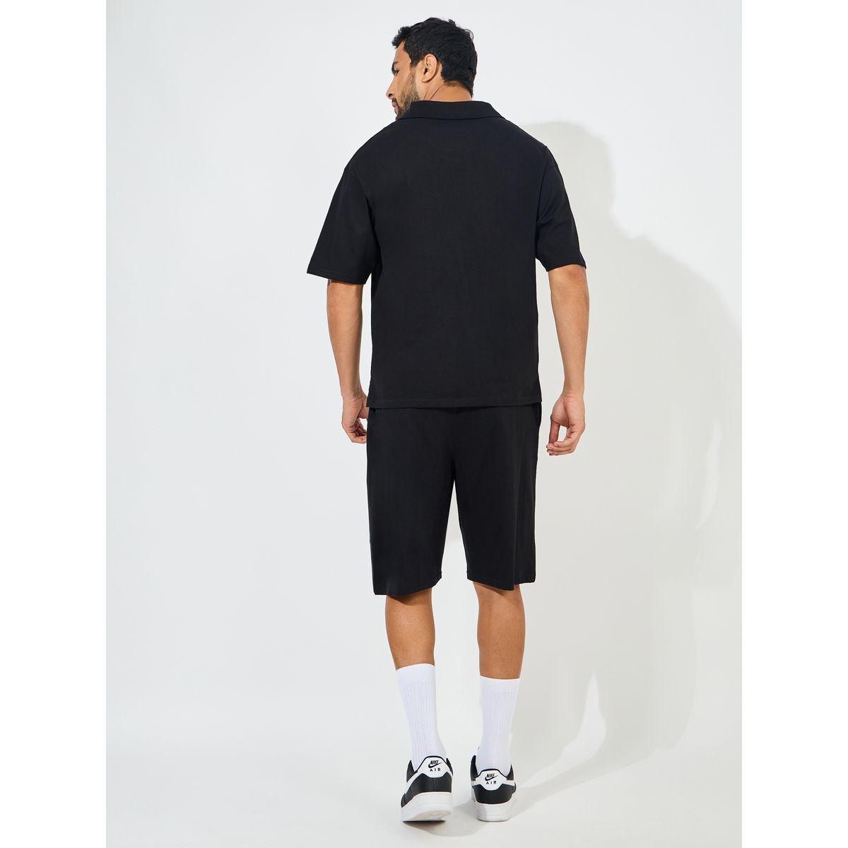 Styli Heavy Cotton Jersey Oversized Polo & Shorts Co-Ords-men-clothing-coordsets-image-4