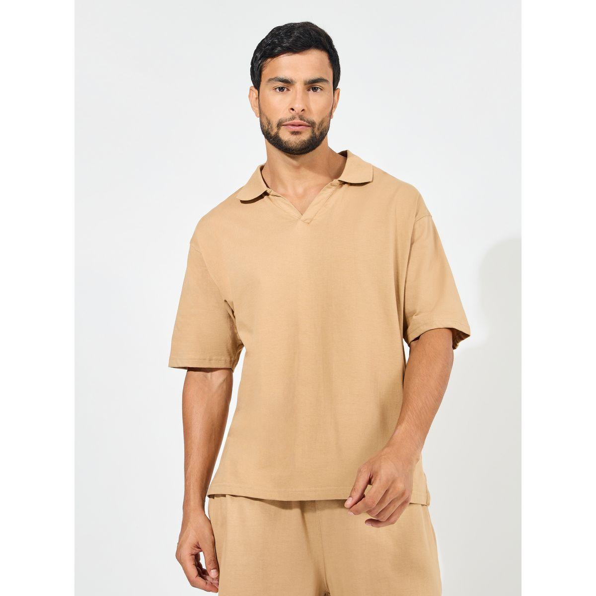 Styli Heavy Cotton Jersey Oversized Polo & Shorts Co-Ords-men-clothing-coordsets-image-2