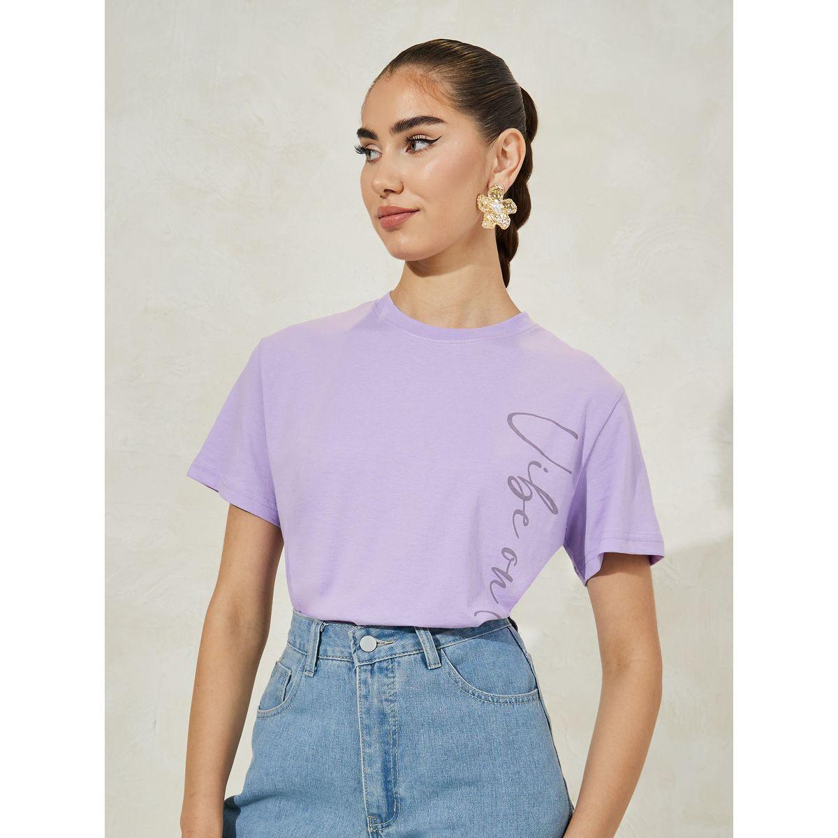 Styli Regular Fit Slogan Print Round Neck T-shirt-women-clothing-tshirts-image-2