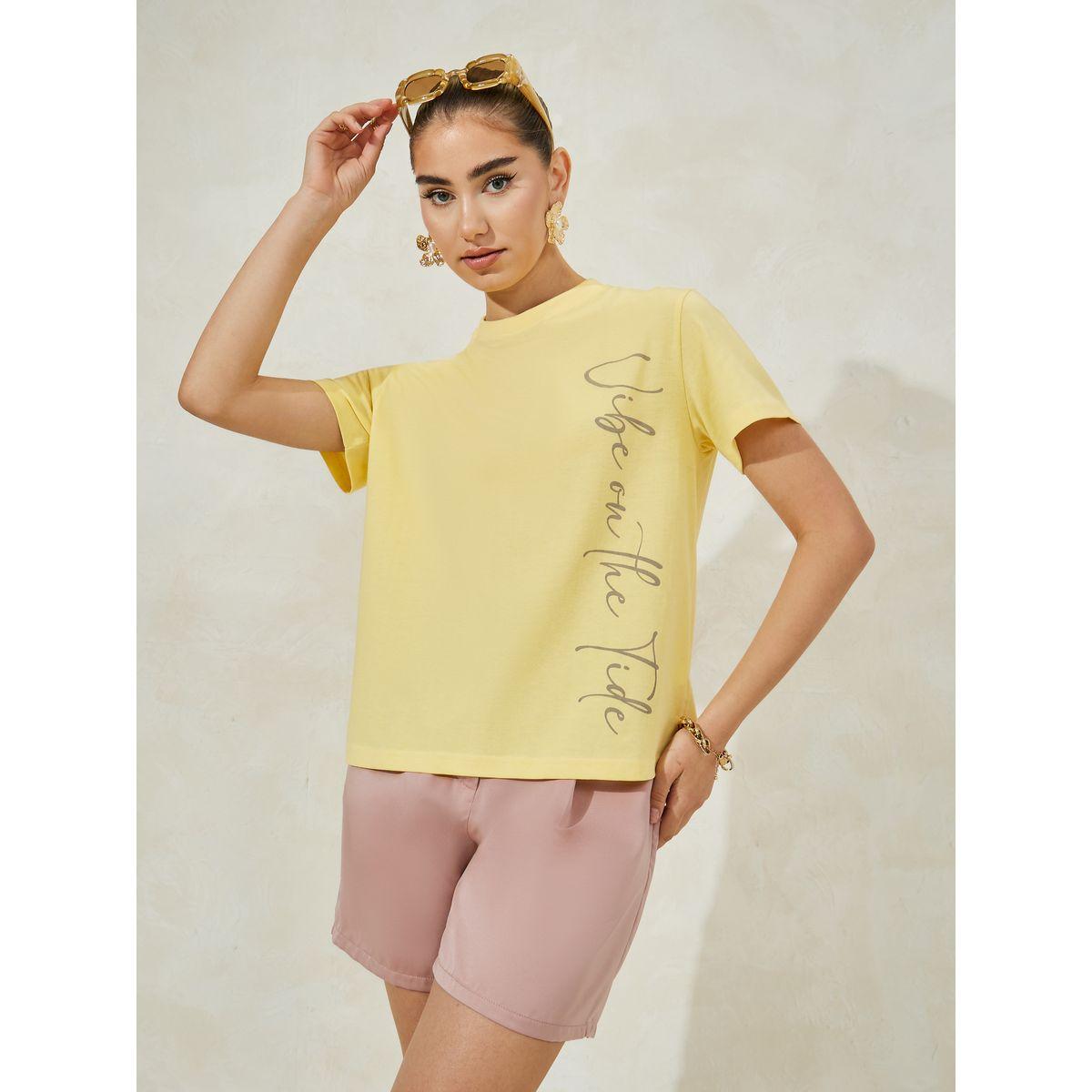 Styli Regular Fit Slogan Print Round Neck T-shirt-women-clothing-tshirts-image-1