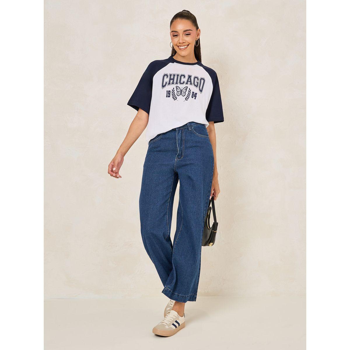 Styli Oversized Chicago Print Colorblock T-Shirt-women-clothing-tshirts-image-2