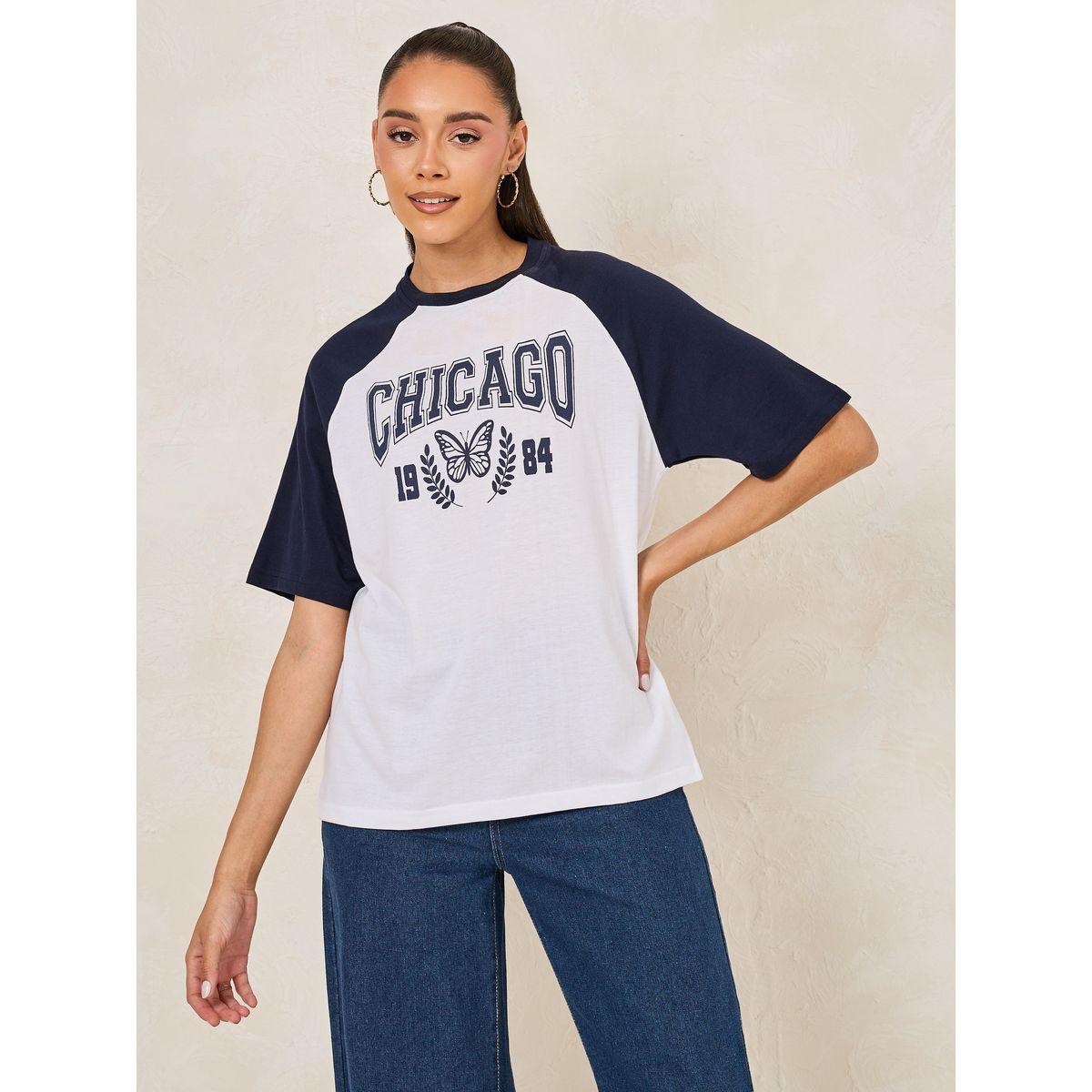 Styli Oversized Chicago Print Colorblock T-Shirt-women-clothing-tshirts-image-3
