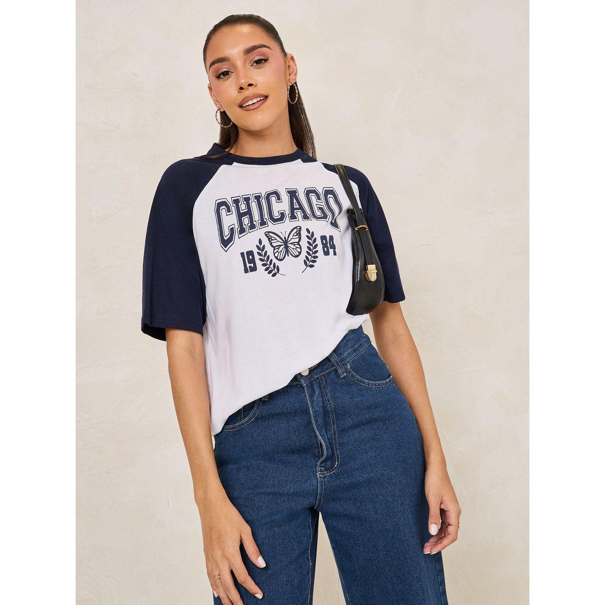 Styli Oversized Chicago Print Colorblock T-Shirt-women-clothing-tshirts-image-5