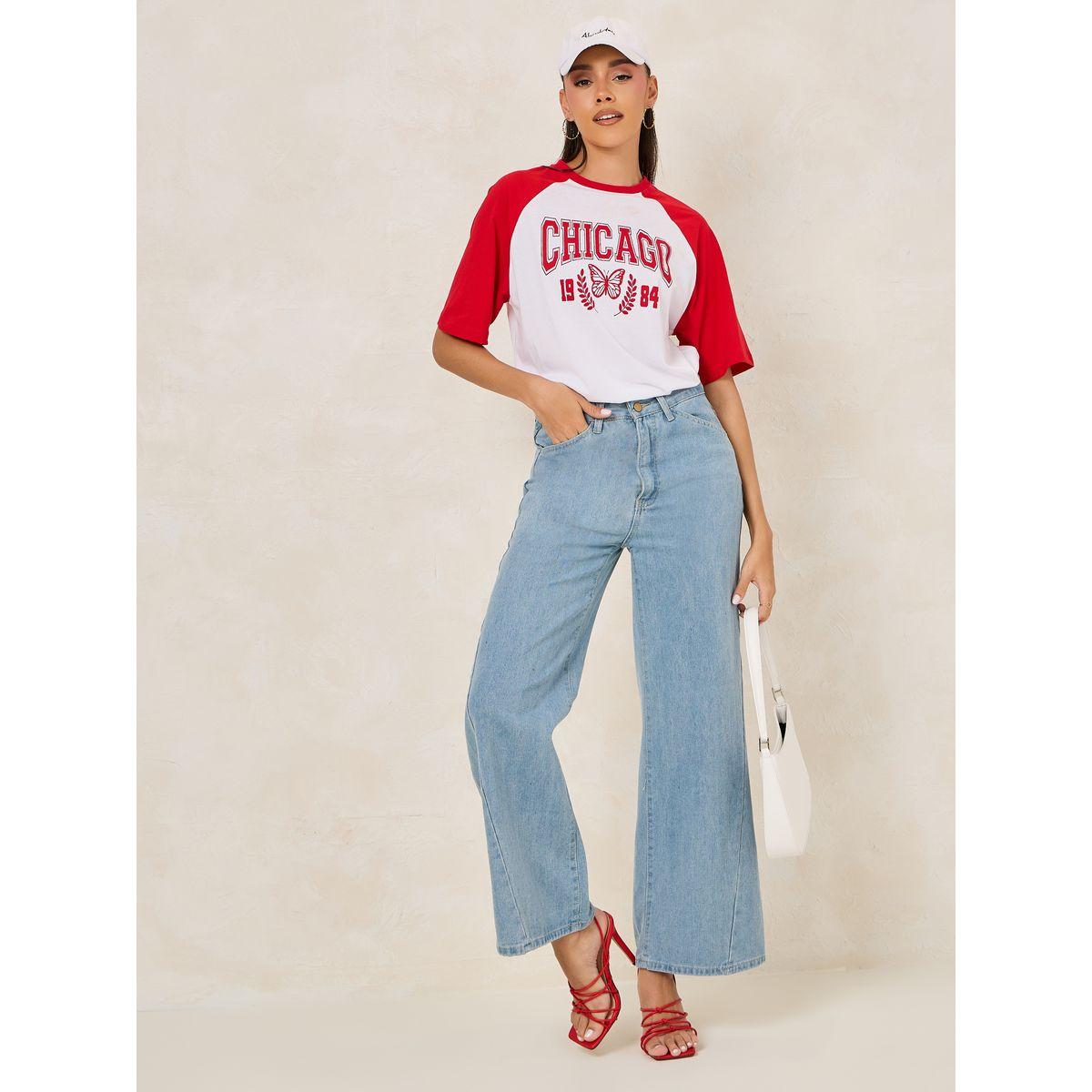 Styli Oversized Chicago Print Colorblock T-Shirt-women-clothing-tshirts-image-2