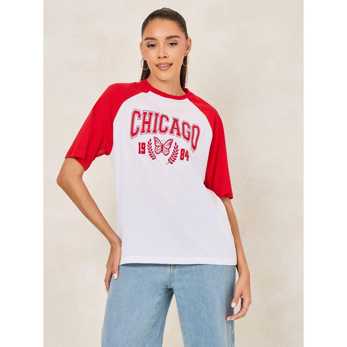 Styli Oversized Chicago Print Colorblock T-Shirt-women-clothing-tshirts-image-3