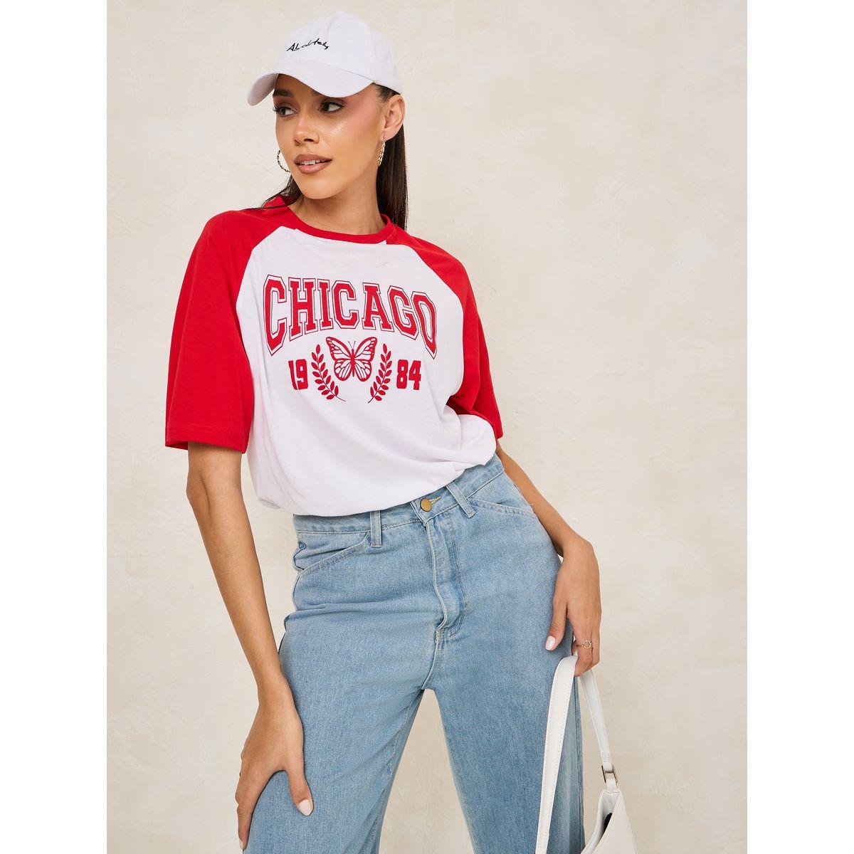 تيشيرت فضفاض بنمط كتل الالوان مع اكمام قصيرة-women-clothing-tshirts-image-4