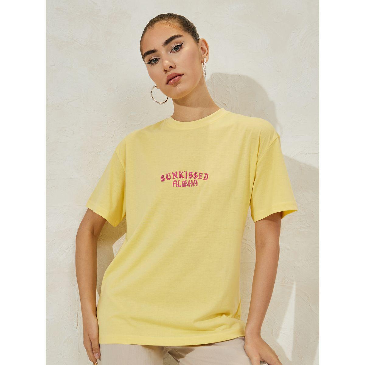 تيشيرت فضفاض بياقة دائرية واكمام قصيرة-women-clothing-tshirts-image-2
