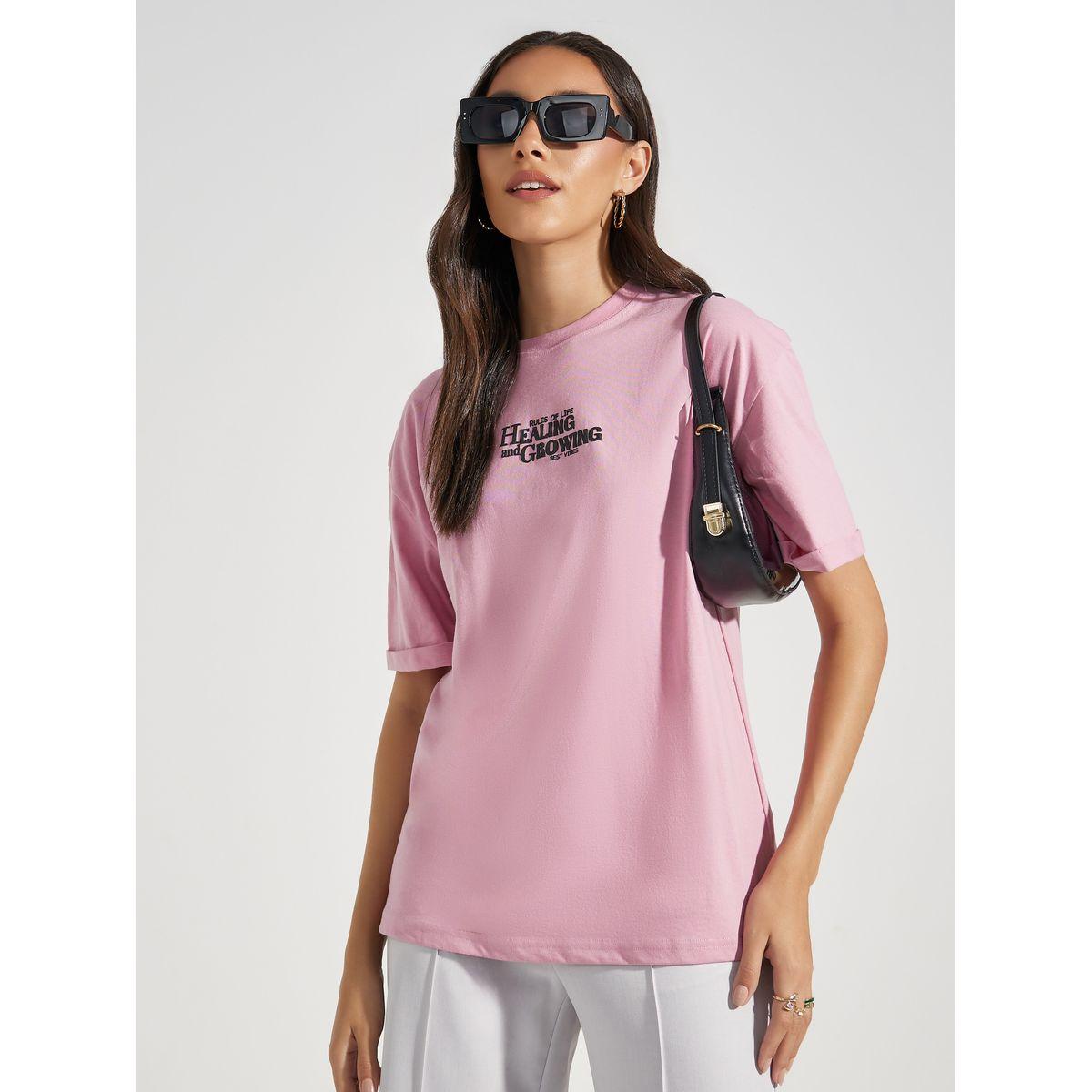 Styli Oversized Healing & Growing Puff Print Turn-Up Sleeves T-Shirt-women-clothing-tshirts-image-1