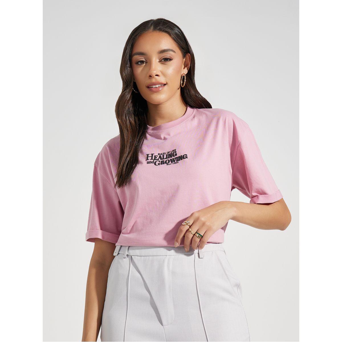 Styli Oversized Healing & Growing Puff Print Turn-Up Sleeves T-Shirt-women-clothing-tshirts-image-2