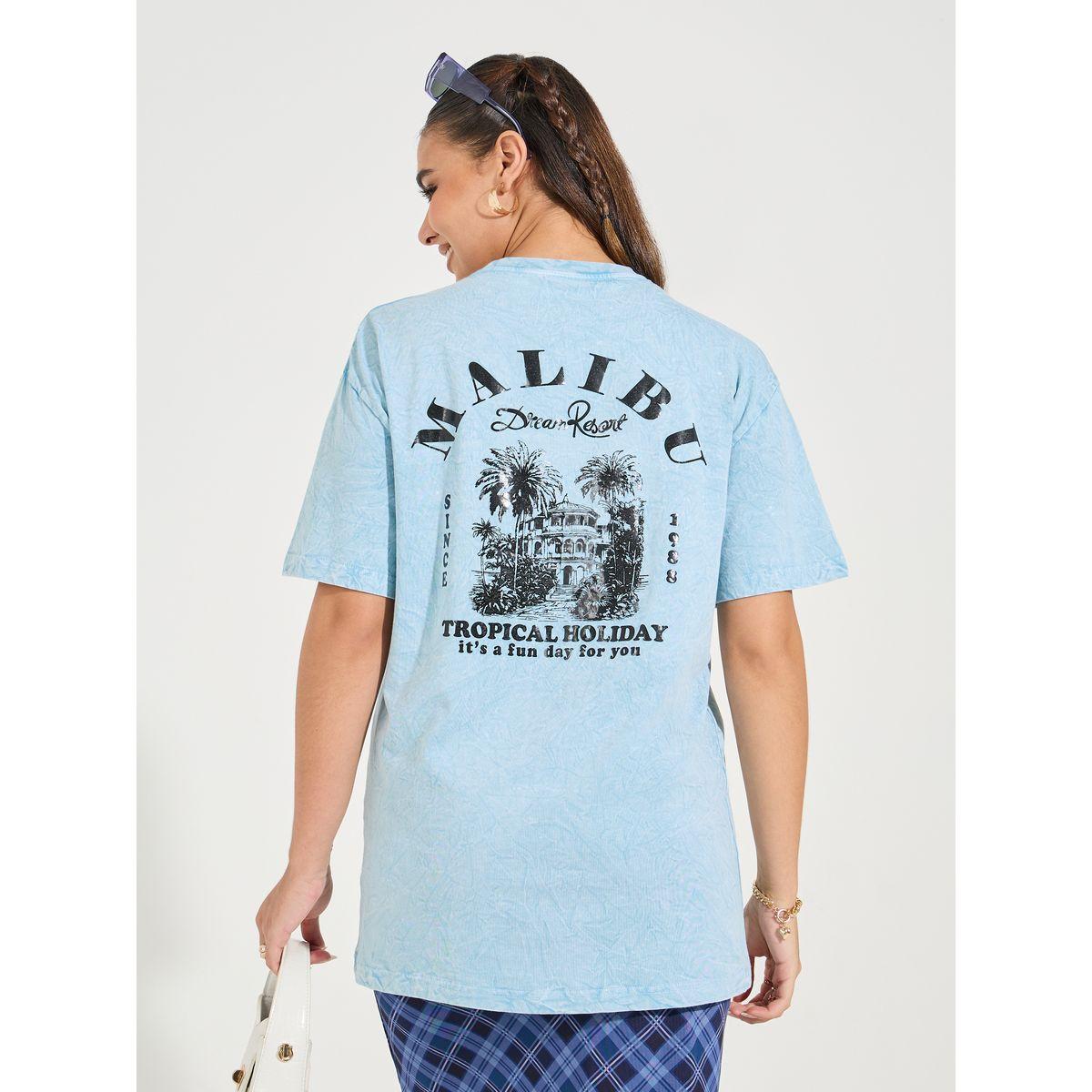 تيشيرت فضفاض بطبعة جرافيك واكتاف منخفضة-women-clothing-tshirts-image-5