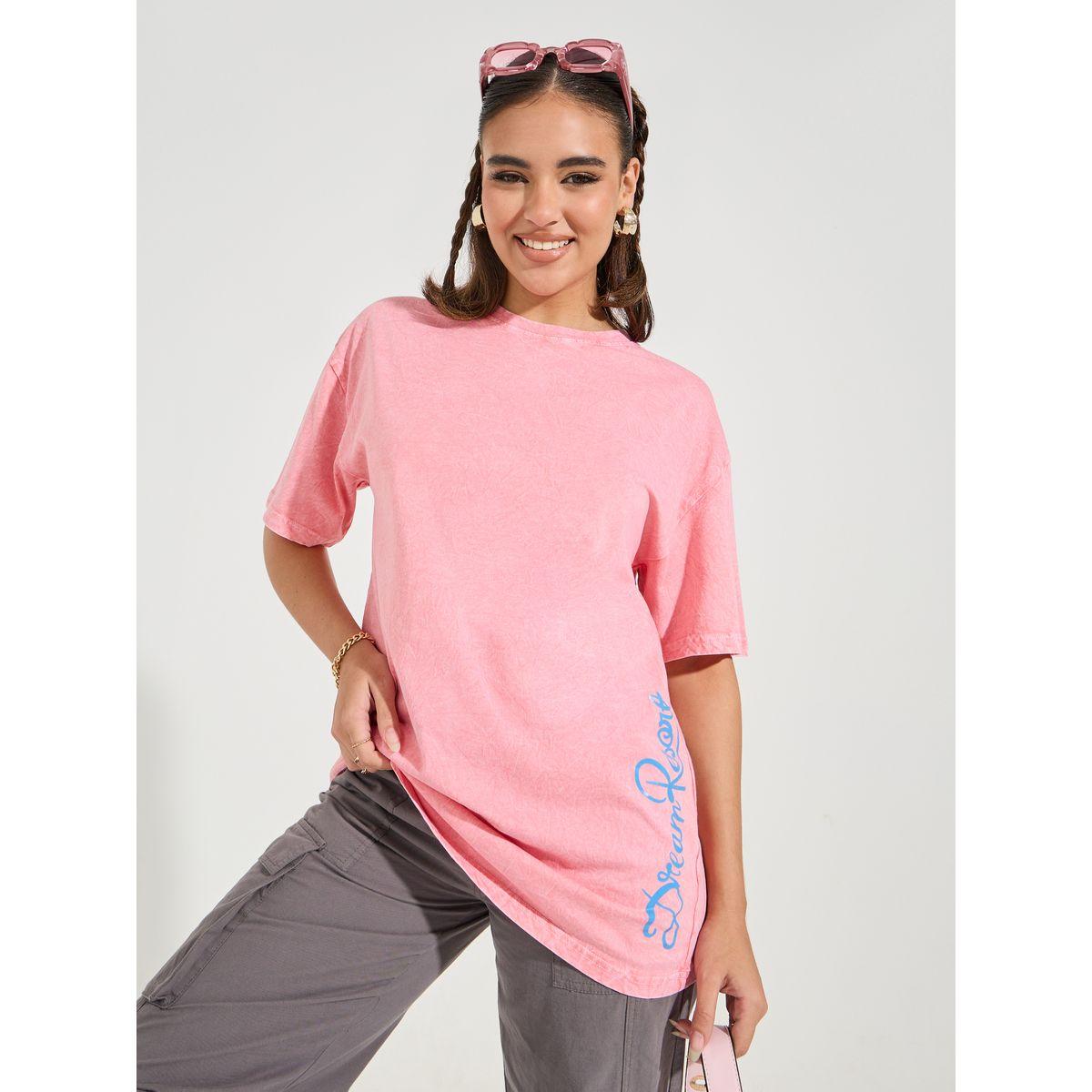 تيشيرت فضفاض بطبعة جرافيك واكتاف منخفضة-women-clothing-tshirts-image-3