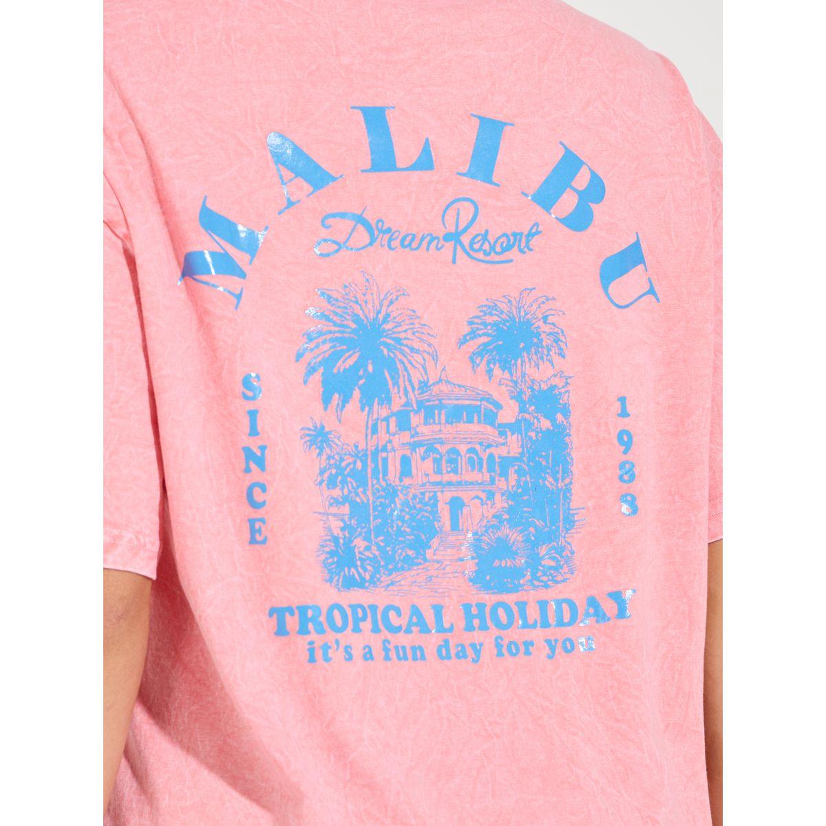 Styli Oversized Malibu Acid Wash Graphics T-Shirt with Dropped Shoulder-women-clothing-tshirts-image-6