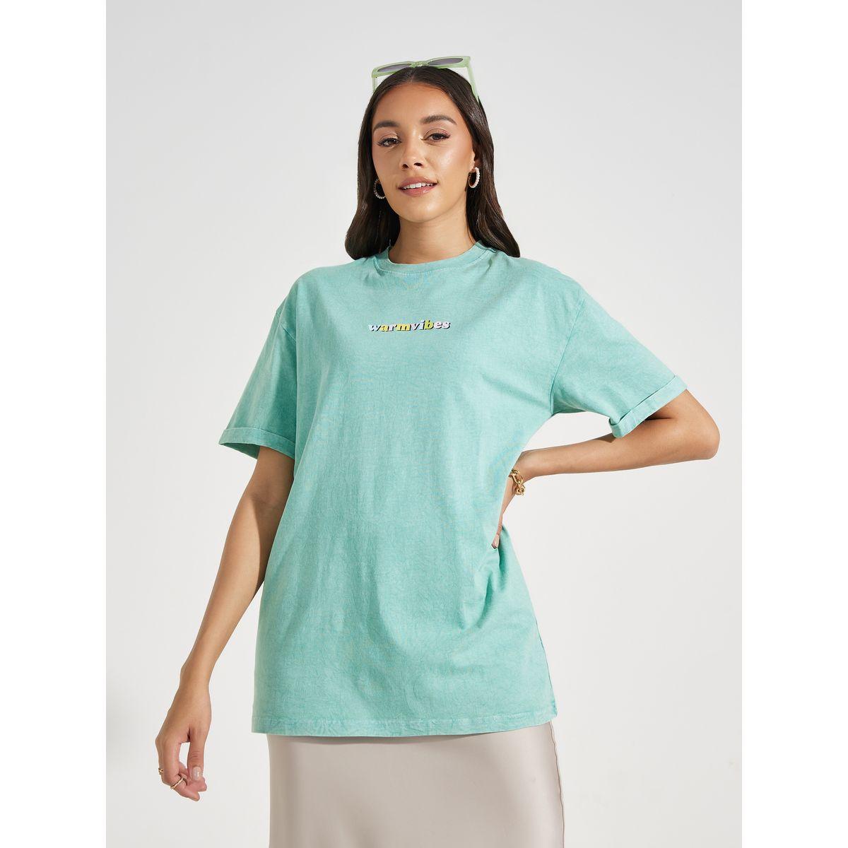 Styli Oversized Warm Vibes Slogan Acid Wash T-Shirt-women-clothing-tshirts-image-2