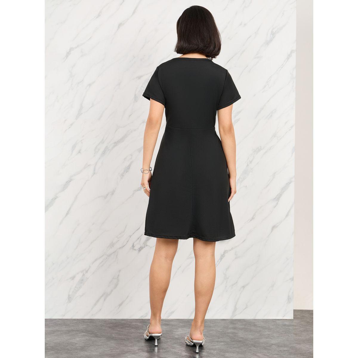 فستان سادة بطول الركبة مع اربطة-women-clothing-dresses-image-4