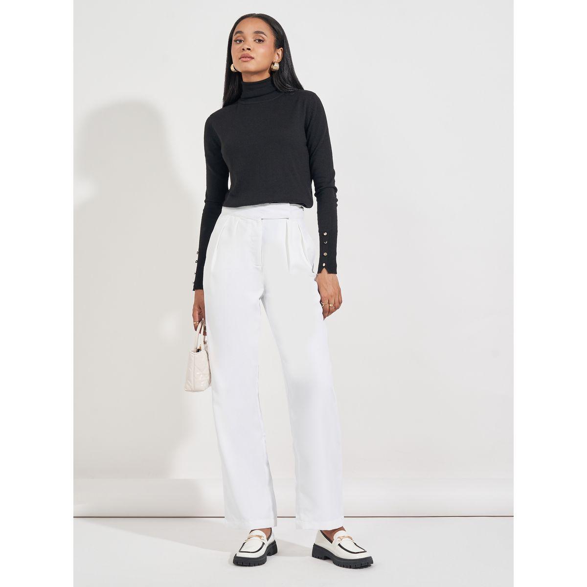 Styli Elevate High Rise Box Pleat Detail Twill Pants-women-clothing-bottoms-trousers-image-1