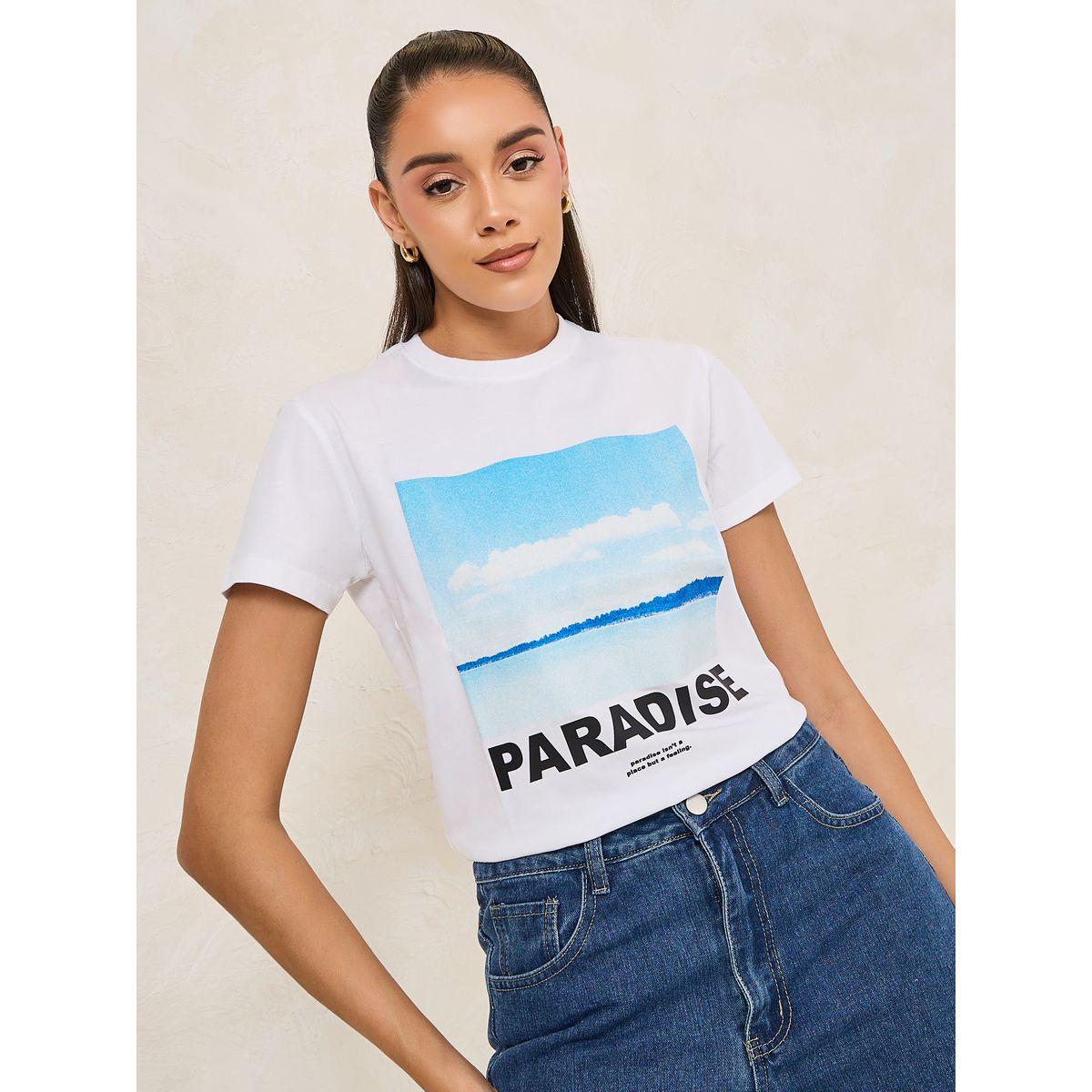 Styli Regular Fit Paradise Graphic Print T-Shirt-women-clothing-tshirts-image-1
