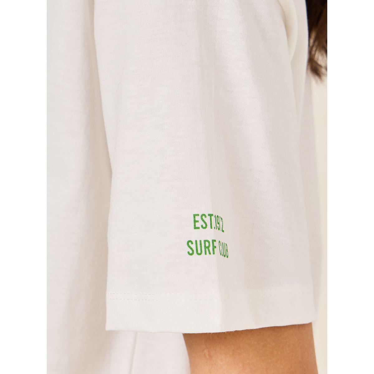 تيشيرت فضفاض بطبعة كتابة وياقة دائرية-women-clothing-tshirts-image-5