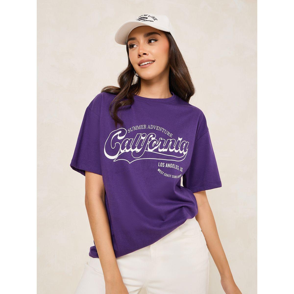 Styli Oversized California Slogan Print Round Neck T-Shirt-women-clothing-tshirts-image-1