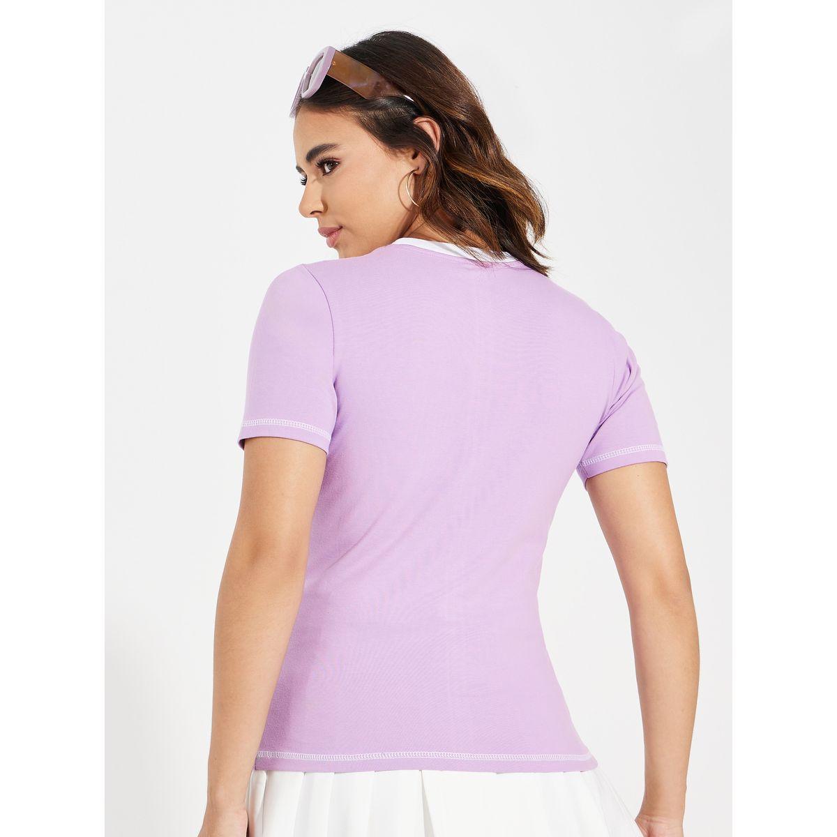 Styli Contrast Stitch Slogan Print Fitted T-Shirt-women-clothing-tshirts-image-4