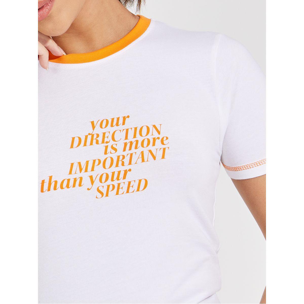 Styli Contrast Stitch Slogan Print Fitted T-Shirt-women-clothing-tshirts-image-3