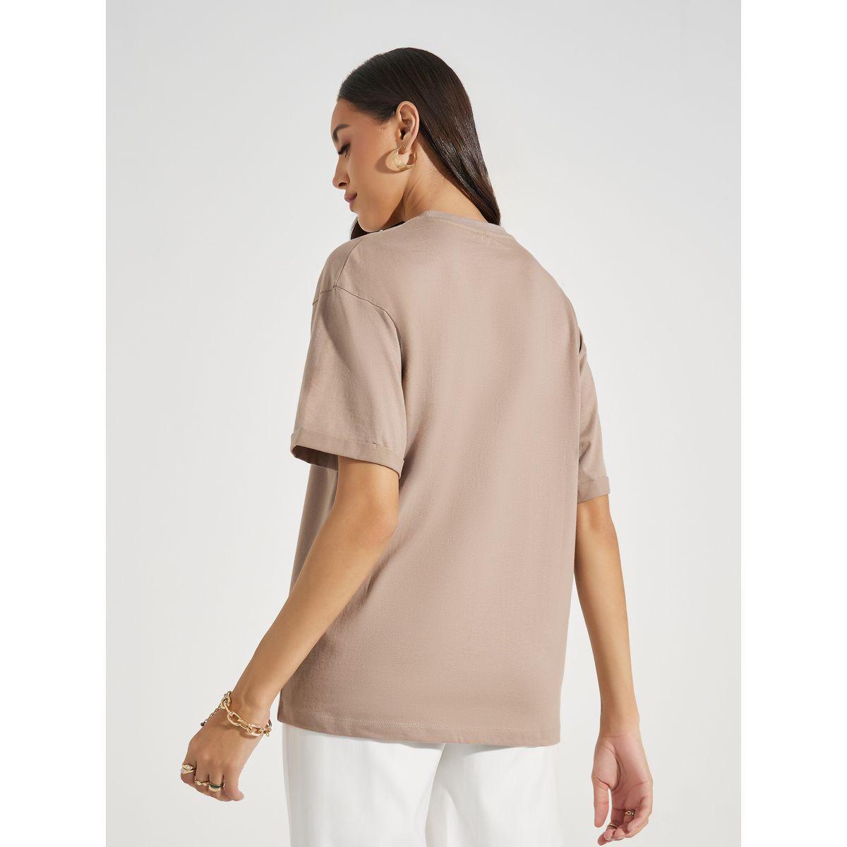 Styli Oversized Bonjour Print Turn-Up Sleeves T-Shirt-women-clothing-tshirts-image-4