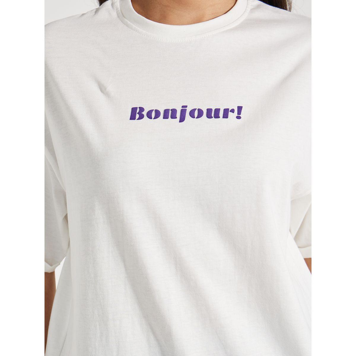 Styli Oversized Bonjour Print Turn-Up Sleeves T-Shirt-women-clothing-tshirts-image-4