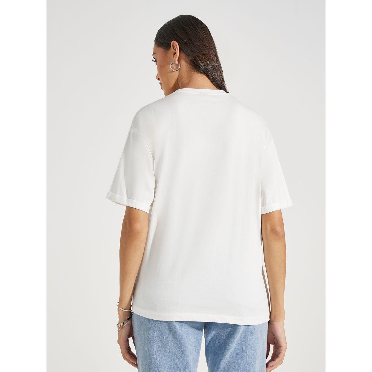 Styli Oversized Bonjour Print Turn-Up Sleeves T-Shirt-women-clothing-tshirts-image-5