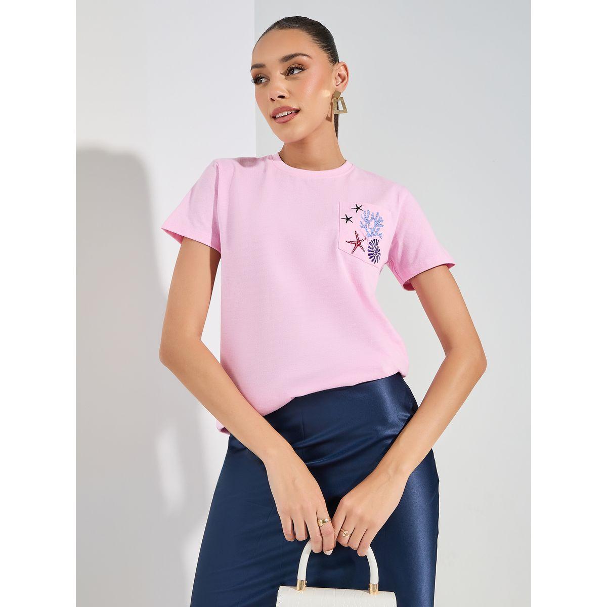 Styli Regular Fit Pocket Embroidery Detail T-Shirt-women-clothing-tshirts-image-1
