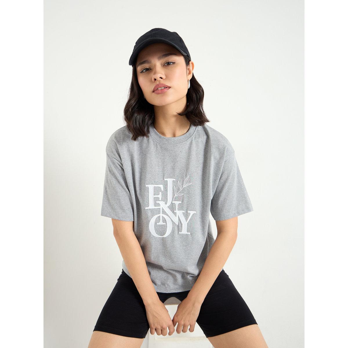 Styli Boxy Embroidered T-Shirt with Dropped Shoulder-women-clothing-tshirts-image-1