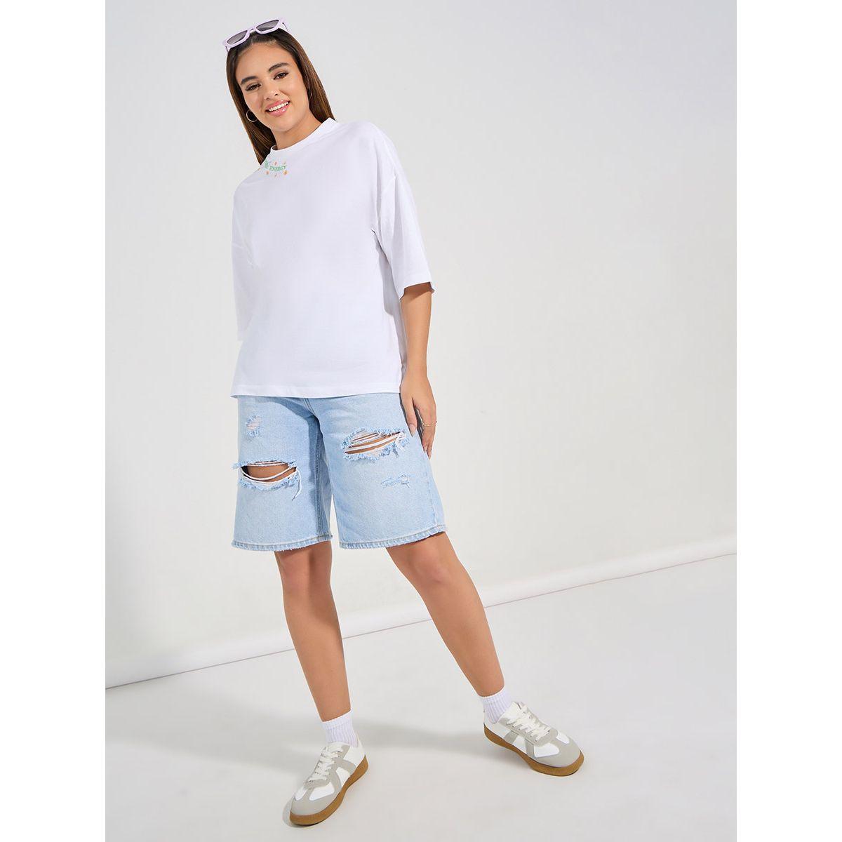 Styli Oversized Embroidered Slogan Dropped Shoulder T-Shirt-women-clothing-tshirts-image-2