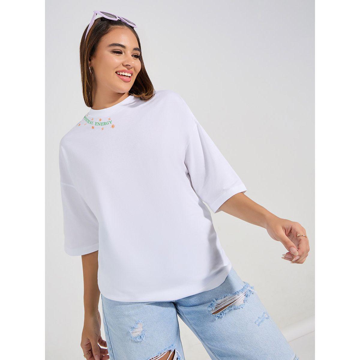 Styli Oversized Embroidered Slogan Dropped Shoulder T-Shirt-women-clothing-tshirts-image-3
