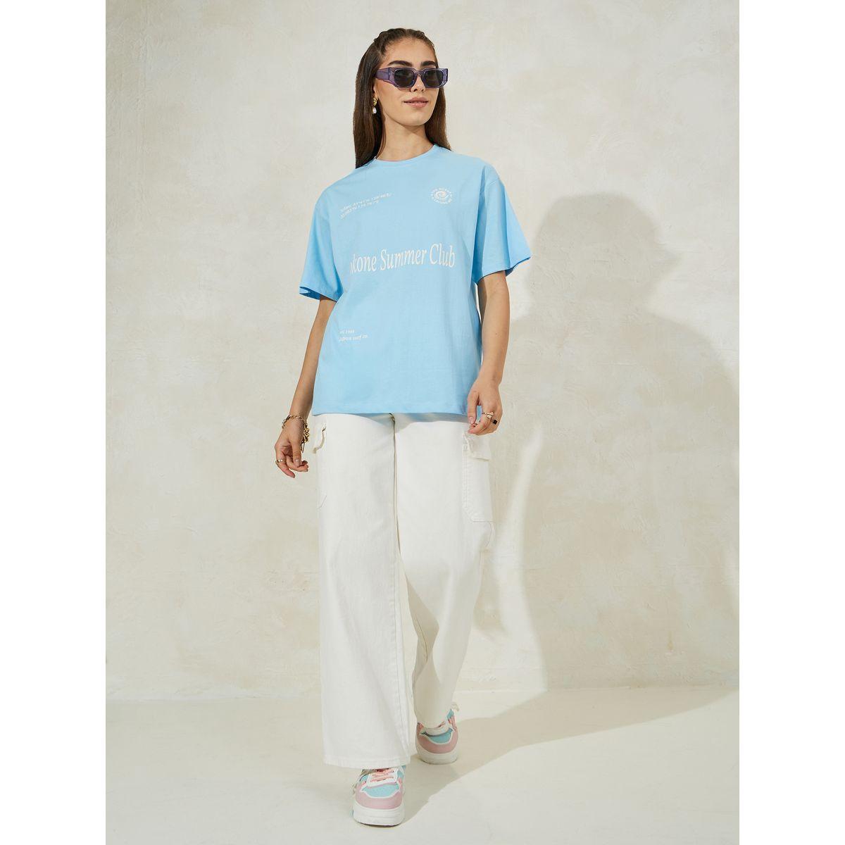 تيشيرت فضفاض مطبع بطبعة كتابة-women-clothing-tshirts-image-3