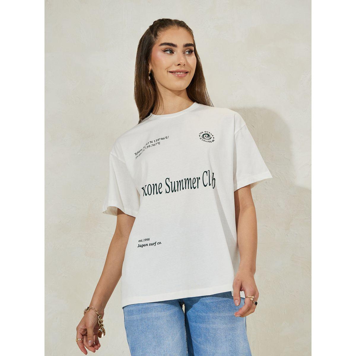 تيشيرت فضفاض مطبع بطبعة كتابة-women-clothing-tshirts-image-2