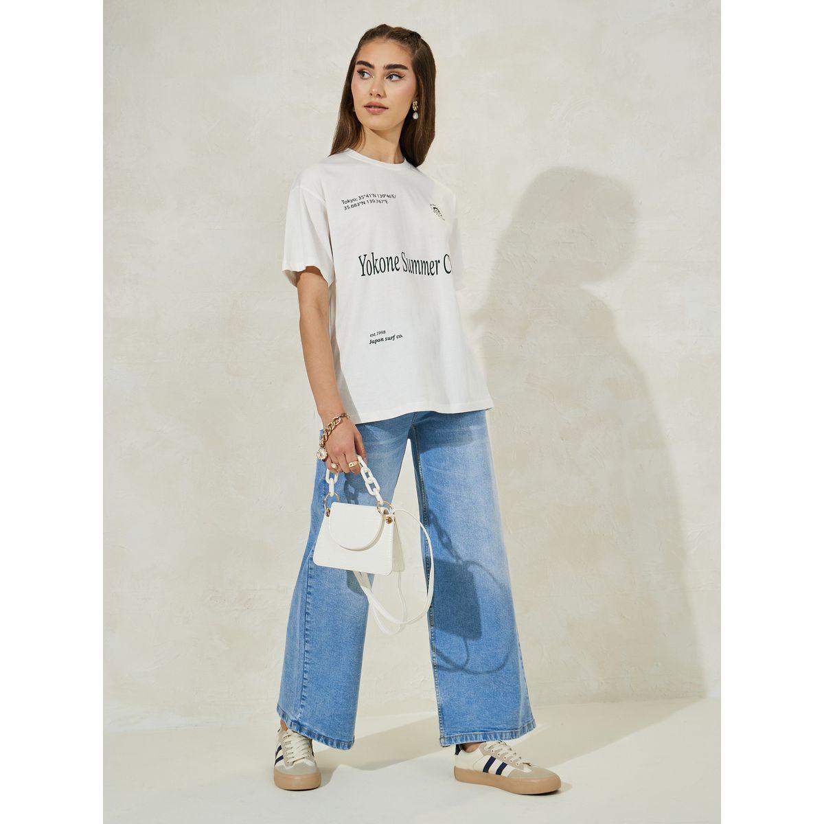تيشيرت فضفاض مطبع بطبعة كتابة-women-clothing-tshirts-image-3