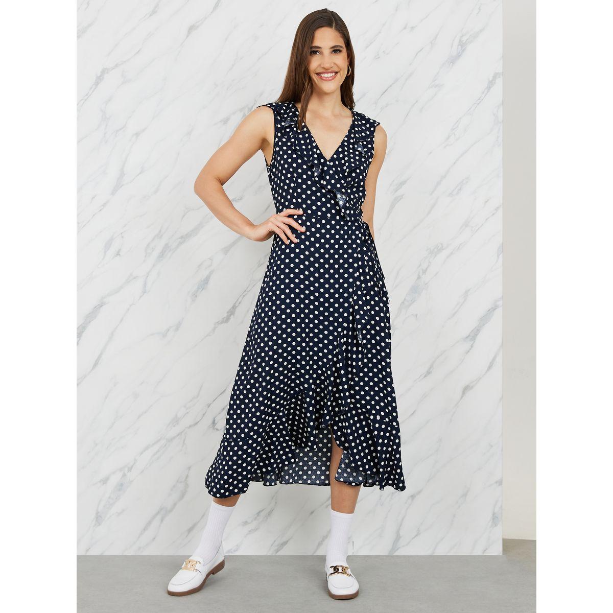 فستان ميدي بنمط لف وكشكش-women-clothing-dresses-image-1