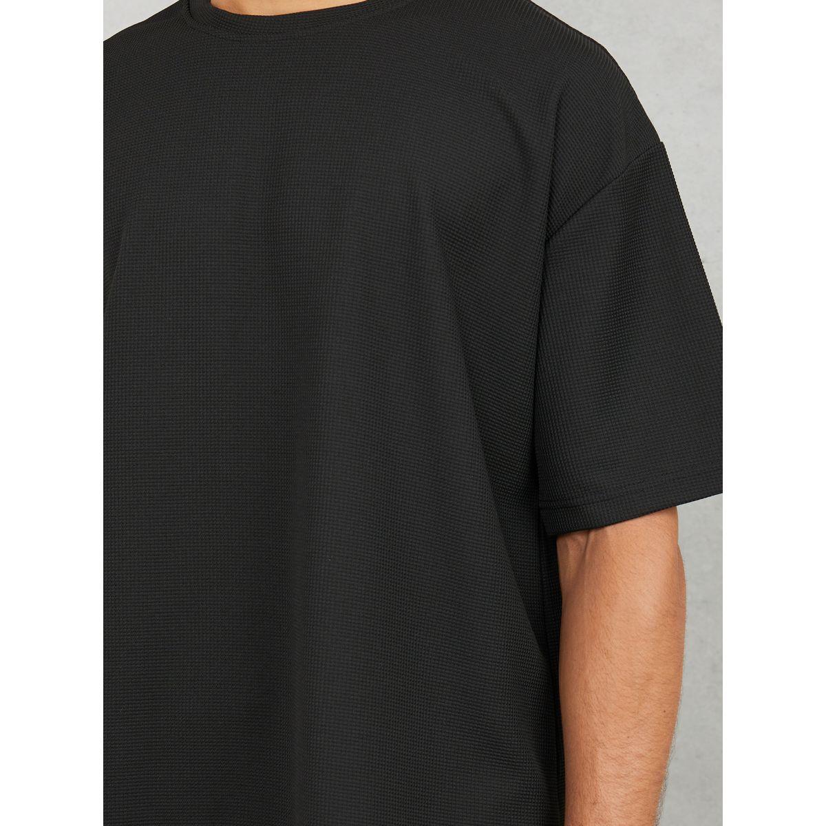 مجموعة من شورت وتيشيرت سادة واسع-men-clothing-coordsets-image-3