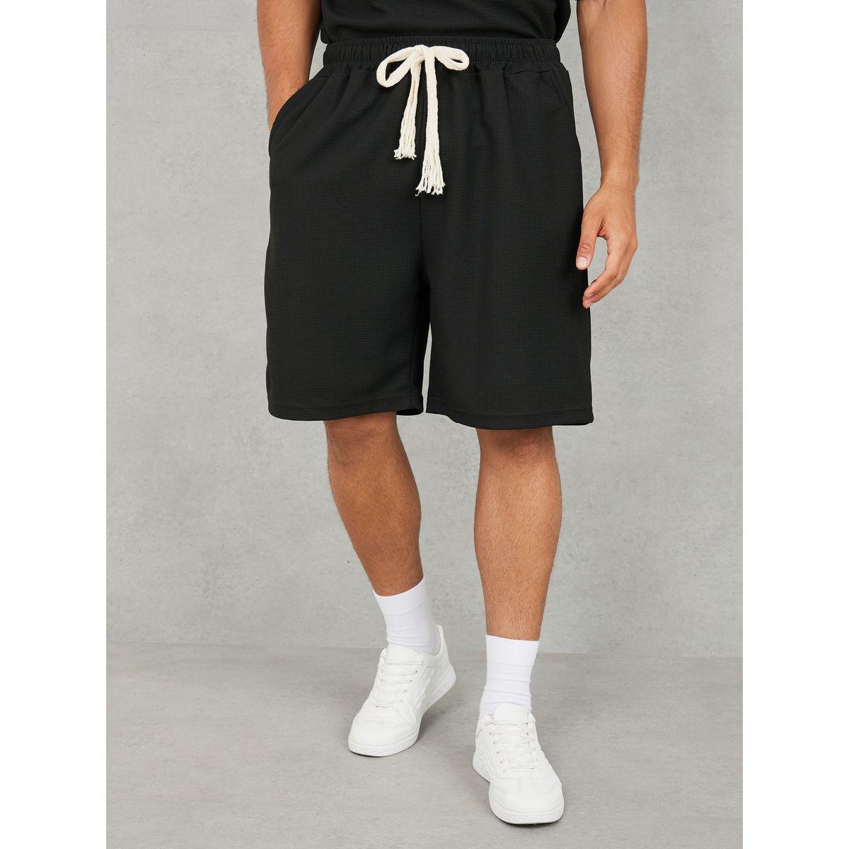 مجموعة من شورت وتيشيرت سادة واسع-men-clothing-coordsets-image-5