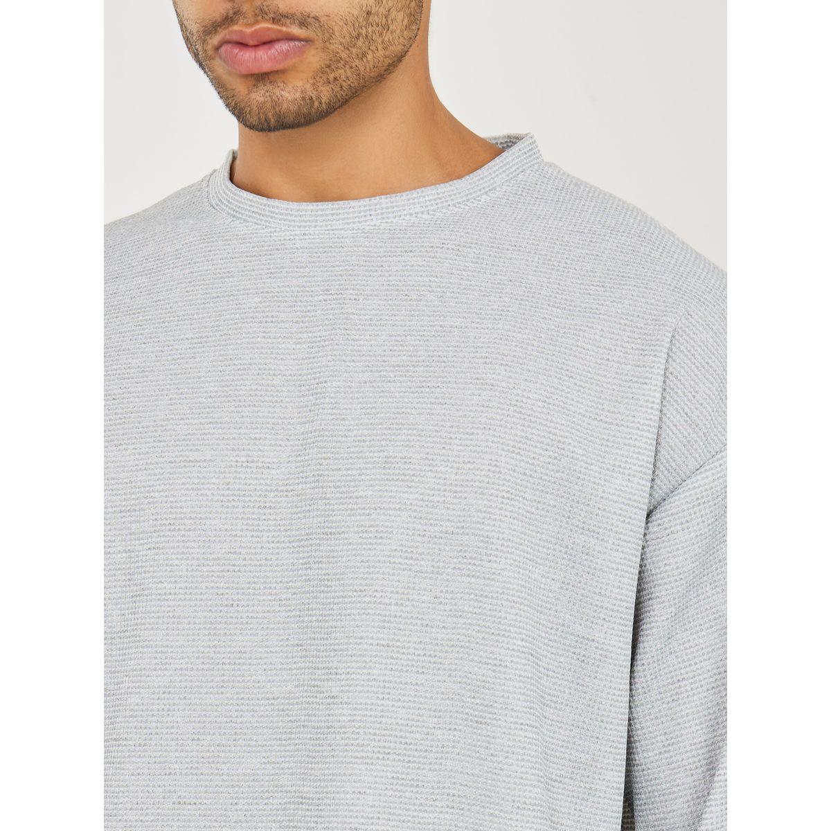 Styli Solid Textured Knit Oversized Streetwear T-Shirt & Shorts Set-men-clothing-coordsets-image-3