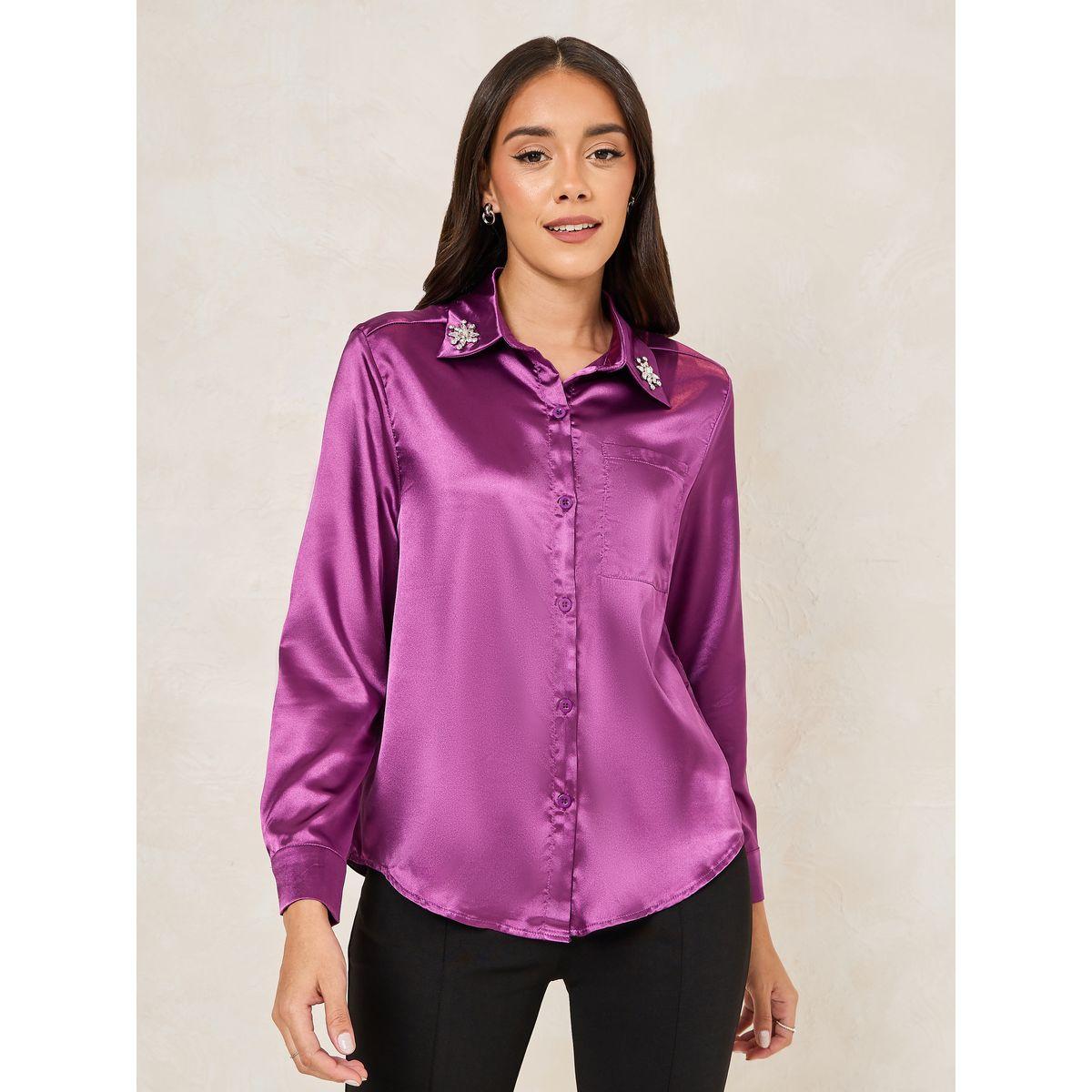 Styli Relaxed Fit Satin Button Down Shirt with Embellished Detail-women-clothing-shirtsandblouses-shirts-image-3