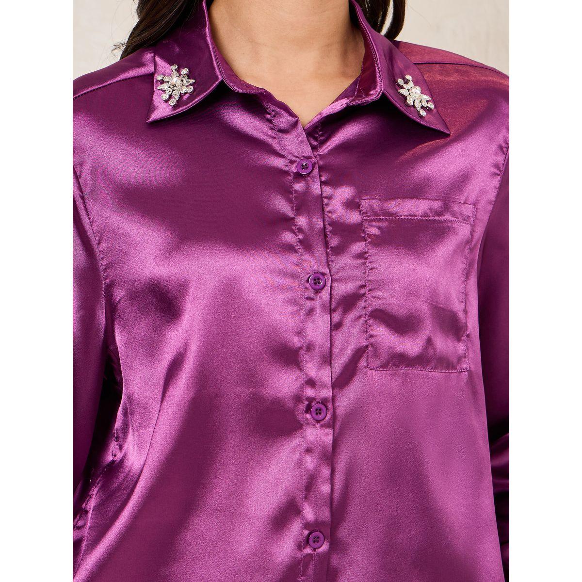 Styli Relaxed Fit Satin Button Down Shirt with Embellished Detail-women-clothing-shirtsandblouses-shirts-image-4