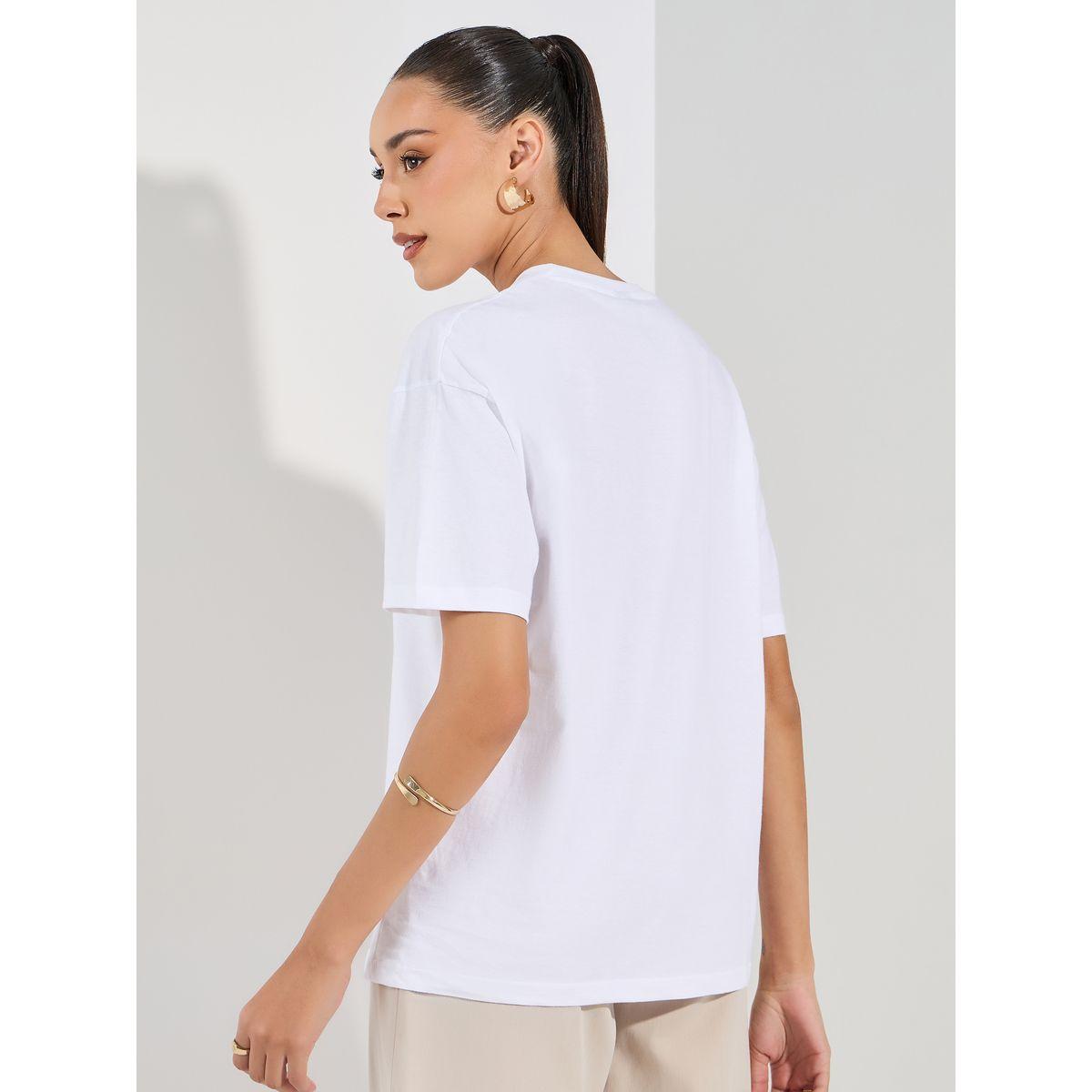 تيشيرت فضفاض مطبع بكتابة مع اكمام منخفضة-women-clothing-tshirts-image-5