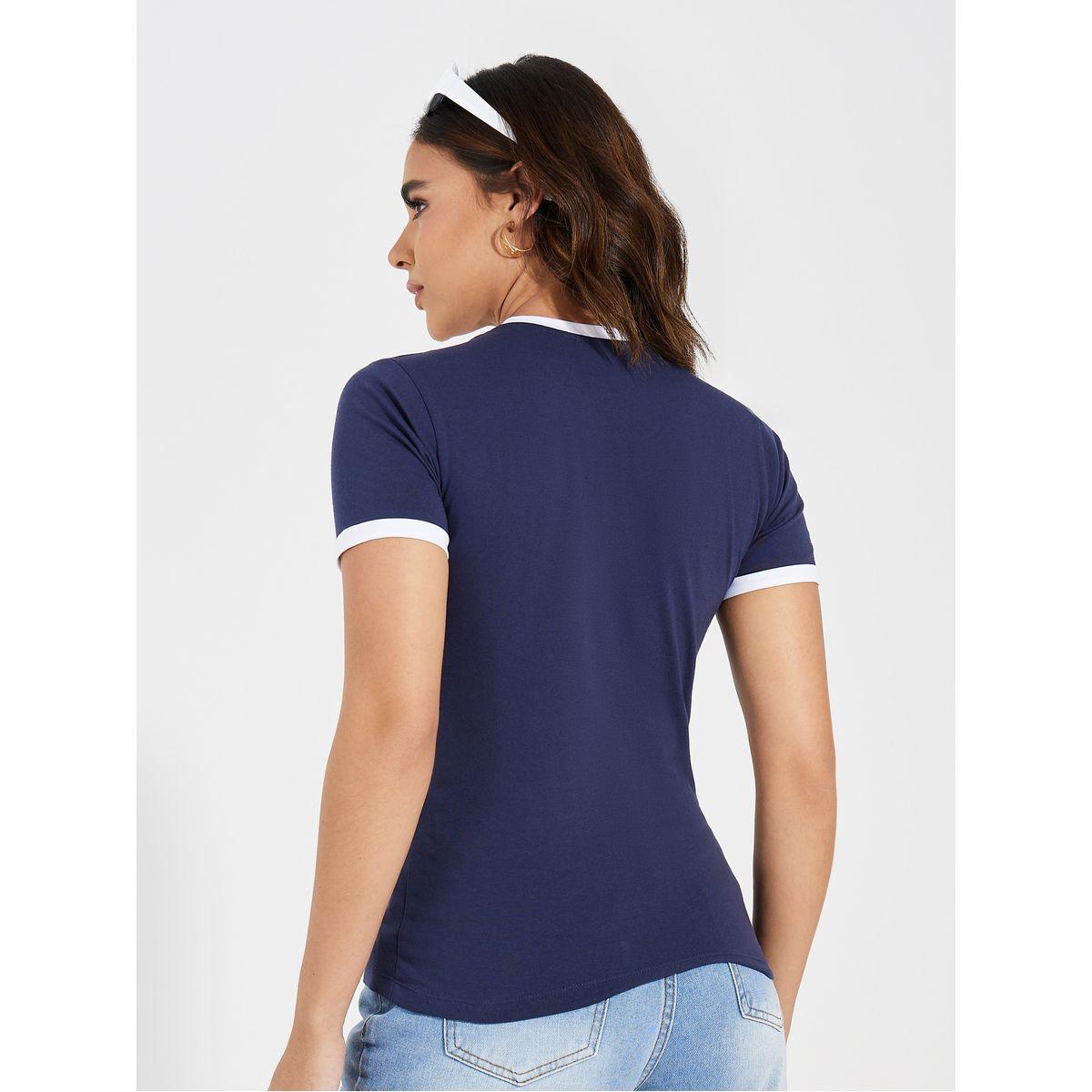 Styli Cotton Lycra Boston Slogan Print Fitted T-Shirt-women-clothing-tshirts-image-4