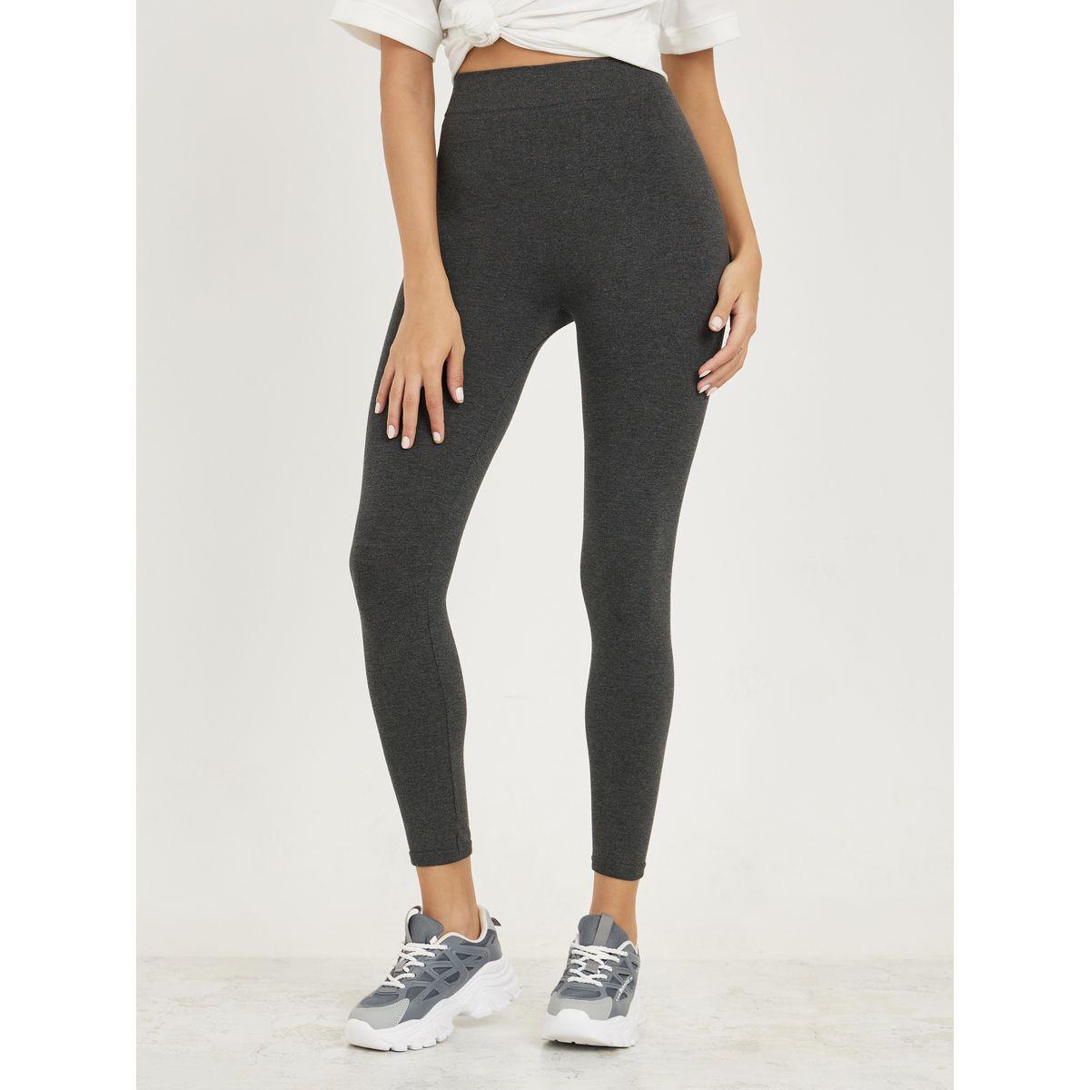 Styli Solid Basic Leggings with Elastic Waistband-women-clothing-bottoms-leggings-image-1
