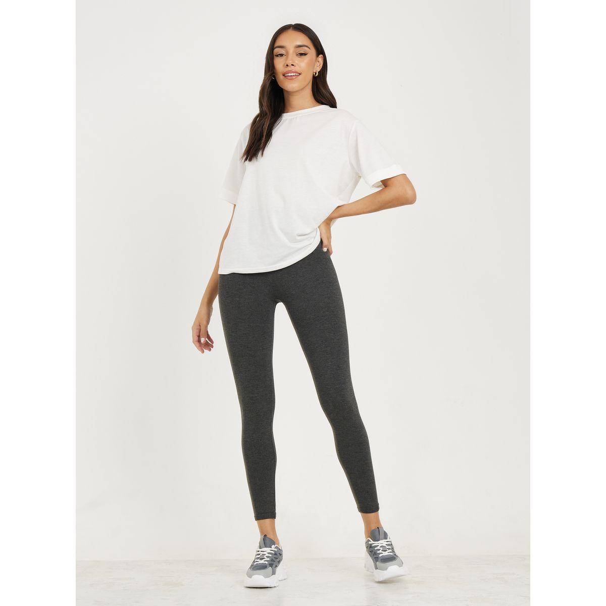 Styli Solid Basic Leggings with Elastic Waistband-women-clothing-bottoms-leggings-image-2