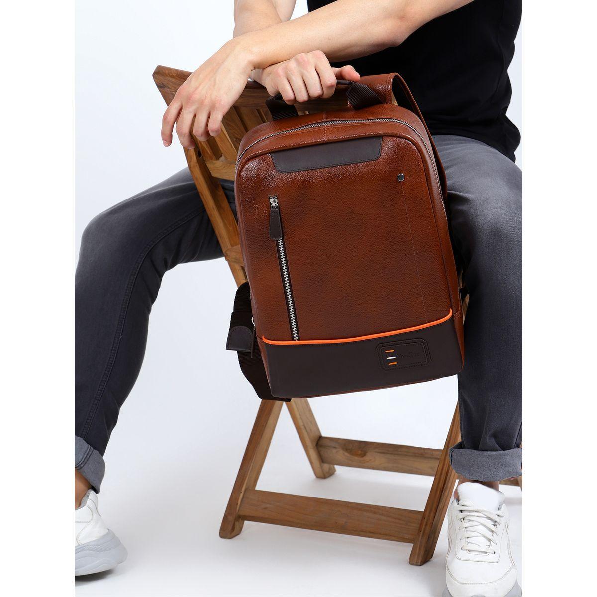 Tortoise X Styli  Leather Backpack with Piping Detail-men-bags-image-6