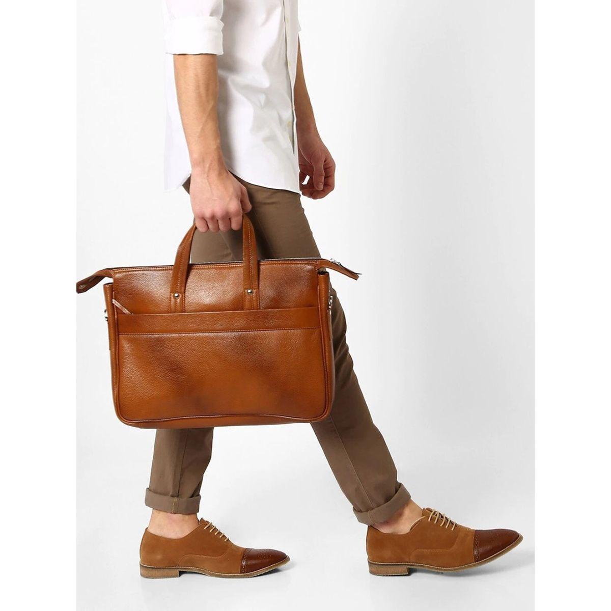 شنطة لابتوب جلد بمقبض يد تورتويز × ستايلي-men-bags-image-5